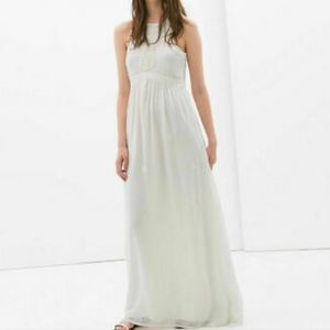 ZARA LONG MAXI DRESS EMBELLISHED BRODERIE BOHO STYLE SIZE XS